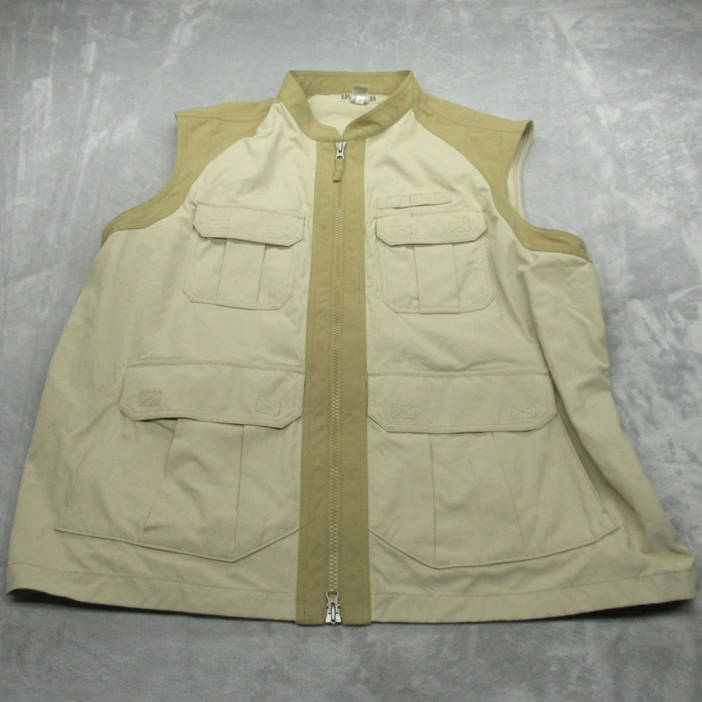 Duluth Trading Co Vest Mens 2XL Tall Beige Full Zip Dry On Fly Hunt‎ Shooting